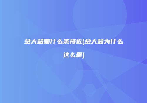 金大益喝什么茶接近(金大益为什么这么贵)