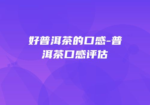 好普洱茶的口感-普洱茶口感评估