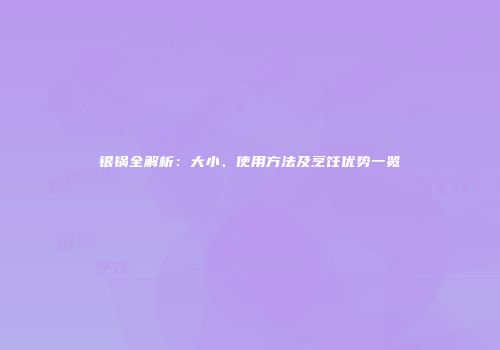 银锅全解析：大小、使用方法及烹饪优势一览