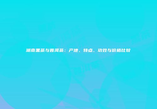 湖南黑茶与普洱茶：产地、特点、功效与价格比较
