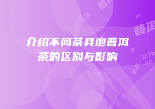 介绍不同茶具泡普洱茶的区别与影响