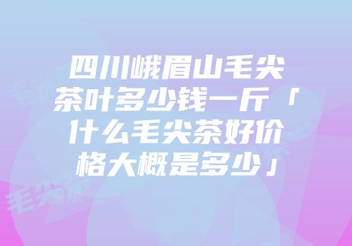 四川峨眉山毛尖茶叶多少钱一斤「什么毛尖茶好价格大概是多少」