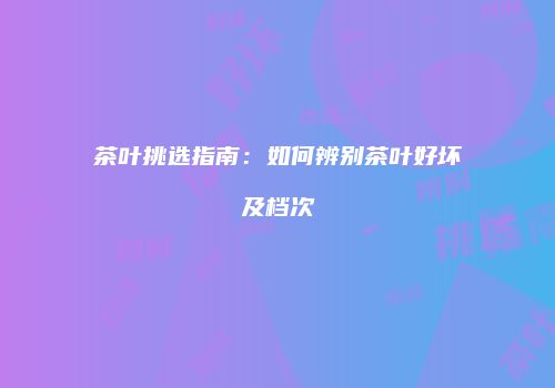 茶叶挑选指南：如何辨别茶叶好坏及档次