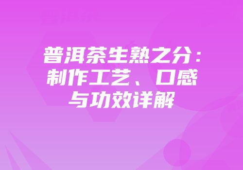 普洱茶生熟之分：制作工艺、口感与功效详解