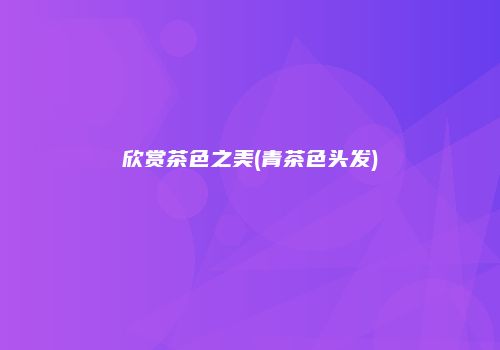 欣赏茶色之美(青茶色头发)