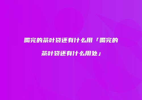 喝完的茶叶袋还有什么用「喝完的茶叶袋还有什么用处」
