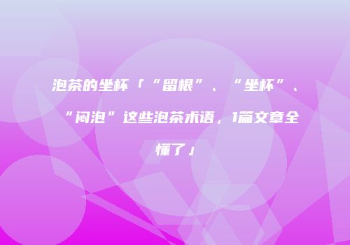 泡茶的坐杯「“留根”、“坐杯”、“闷泡”这些泡茶术语，1篇文章全懂了」