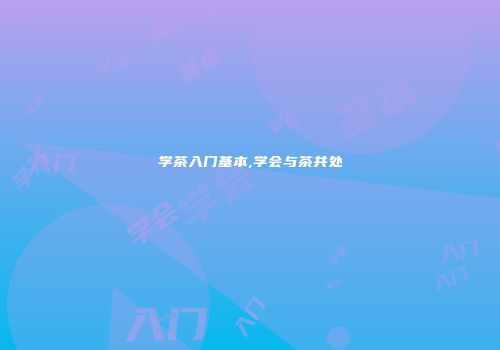 学茶入门基本,学会与茶共处