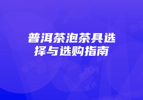 普洱茶泡茶具选择与选购指南