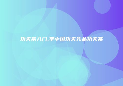 功夫茶入门,学中国功夫先品功夫茶