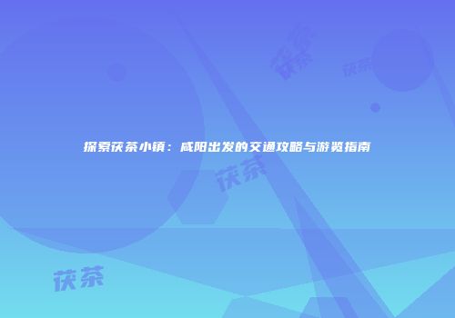 探索茯茶小镇：咸阳出发的交通攻略与游览指南