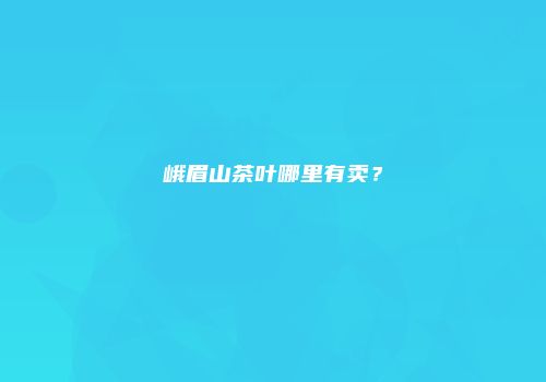 峨眉山茶叶哪里有卖？