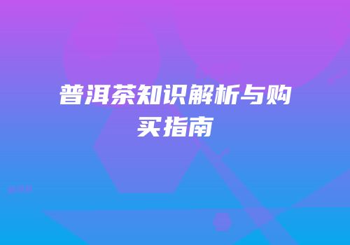 普洱茶知识解析与购买指南