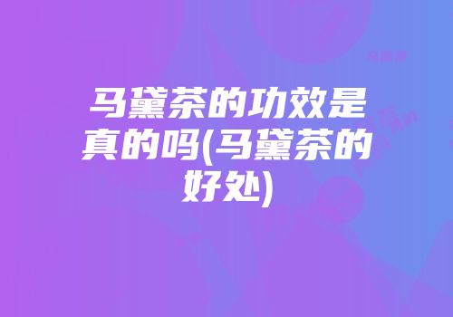 马黛茶的功效是真的吗(马黛茶的好处)