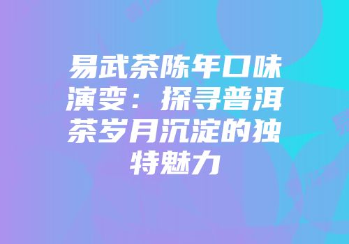 易武茶陈年口味演变：探寻普洱茶岁月沉淀的独特魅力