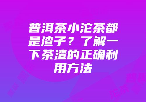 普洱茶小沱茶都是渣子？了解一下茶渣的正确利用方法