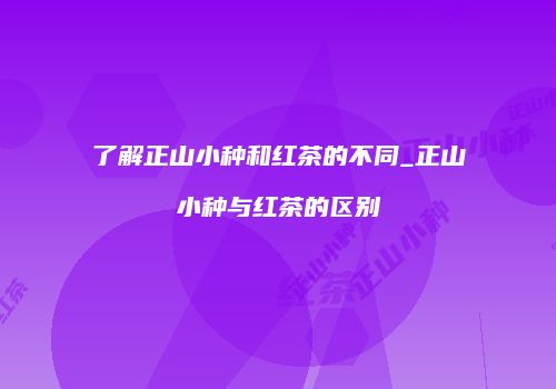 了解正山小种和红茶的不同_正山小种与红茶的区别