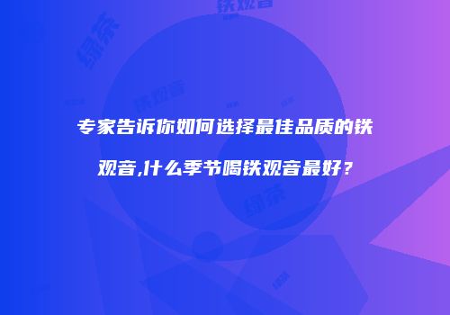 专家告诉你如何选择最佳品质的铁观音,什么季节喝铁观音最好？