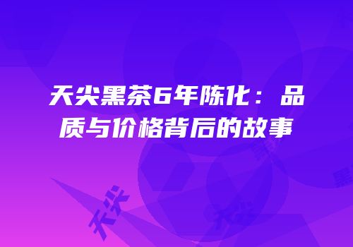 天尖黑茶6年陈化：品质与价格背后的故事