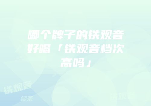 哪个牌子的铁观音好喝「铁观音档次高吗」