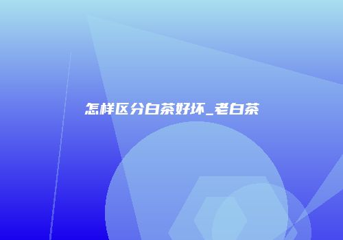 怎样区分白茶好坏_老白茶