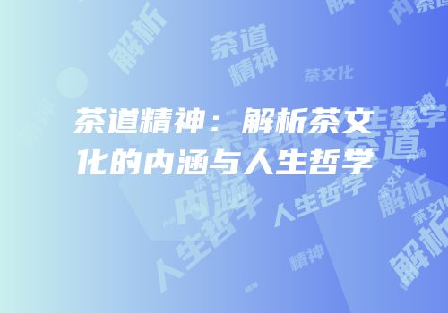 茶道精神：解析茶文化的内涵与人生哲学