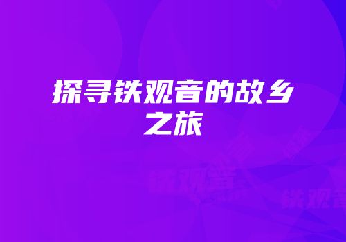 探寻铁观音的故乡之旅