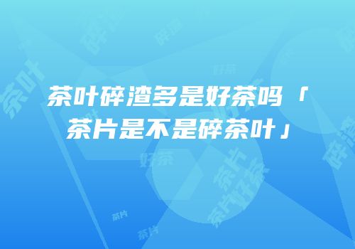 茶叶碎渣多是好茶吗「茶片是不是碎茶叶」