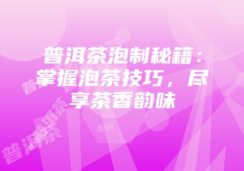 普洱茶泡制秘籍：掌握泡茶技巧，尽享茶香韵味