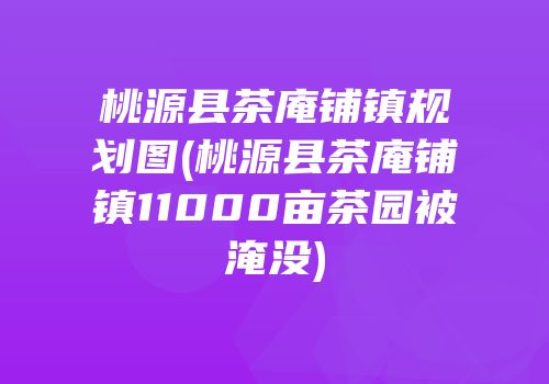 桃源县茶庵铺镇规划图(桃源县茶庵铺镇11000亩茶园被淹没)