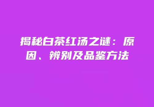 揭秘白茶红汤之谜：原因、辨别及品鉴方法