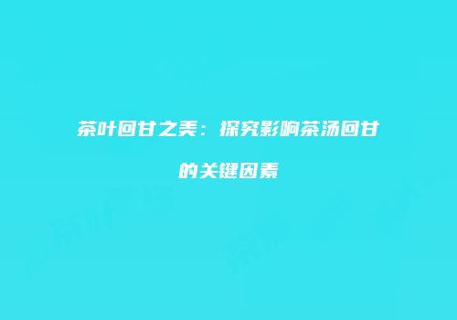 茶叶回甘之美：探究影响茶汤回甘的关键因素