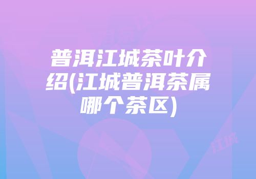 普洱江城茶叶介绍(江城普洱茶属哪个茶区)