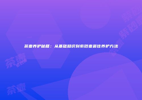 茶壶养护秘籍：从基础知识到紫砂壶最佳养护方法