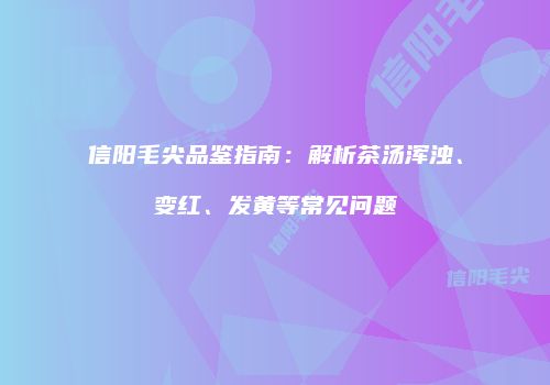 信阳毛尖品鉴指南：解析茶汤浑浊、变红、发黄等常见问题