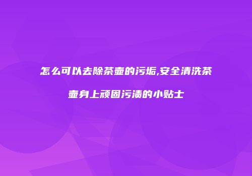 怎么可以去除茶壶的污垢,安全清洗茶壶身上顽固污渍的小贴士