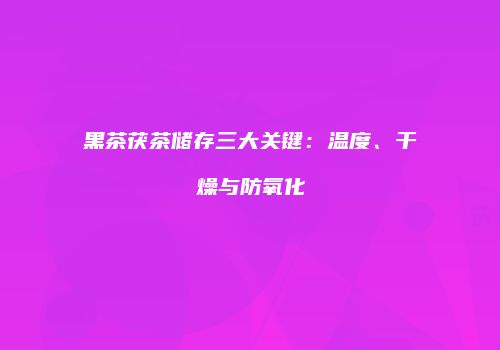黑茶茯茶储存三大关键：温度、干燥与防氧化