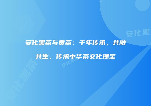 安化黑茶与贡茶：千年传承，共融共生，传承中华茶文化瑰宝