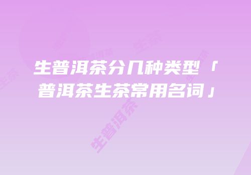 生普洱茶分几种类型「普洱茶生茶常用名词」