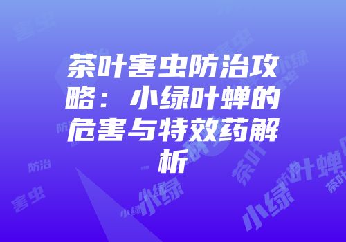 茶叶害虫防治攻略：小绿叶蝉的危害与特效药解析