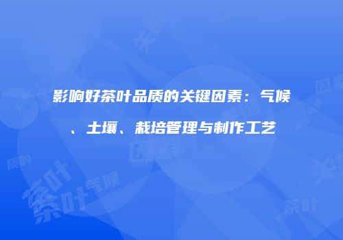 影响好茶叶品质的关键因素：气候、土壤、栽培管理与制作工艺