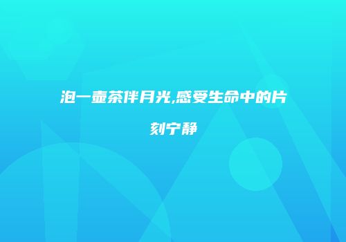 泡一壶茶伴月光,感受生命中的片刻宁静