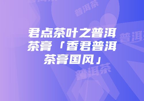 君点茶叶之普洱茶膏「香君普洱茶膏国风」