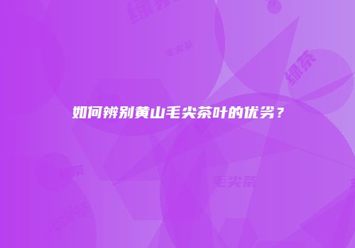 如何辨别黄山毛尖茶叶的优劣？