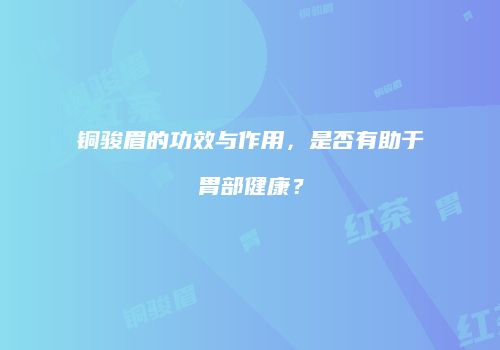 铜骏眉的功效与作用，是否有助于胃部健康？