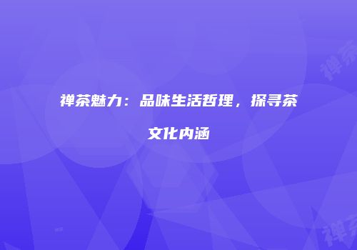 禅茶魅力：品味生活哲理，探寻茶文化内涵