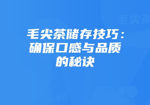 毛尖茶储存技巧：确保口感与品质的秘诀
