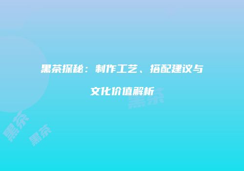 黑茶探秘：制作工艺、搭配建议与文化价值解析