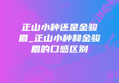 正山小种还是金骏眉_正山小种和金骏眉的口感区别
