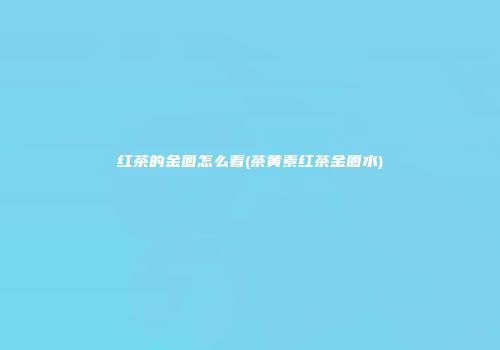 红茶的金圈怎么看(茶黄素红茶金圈水)
